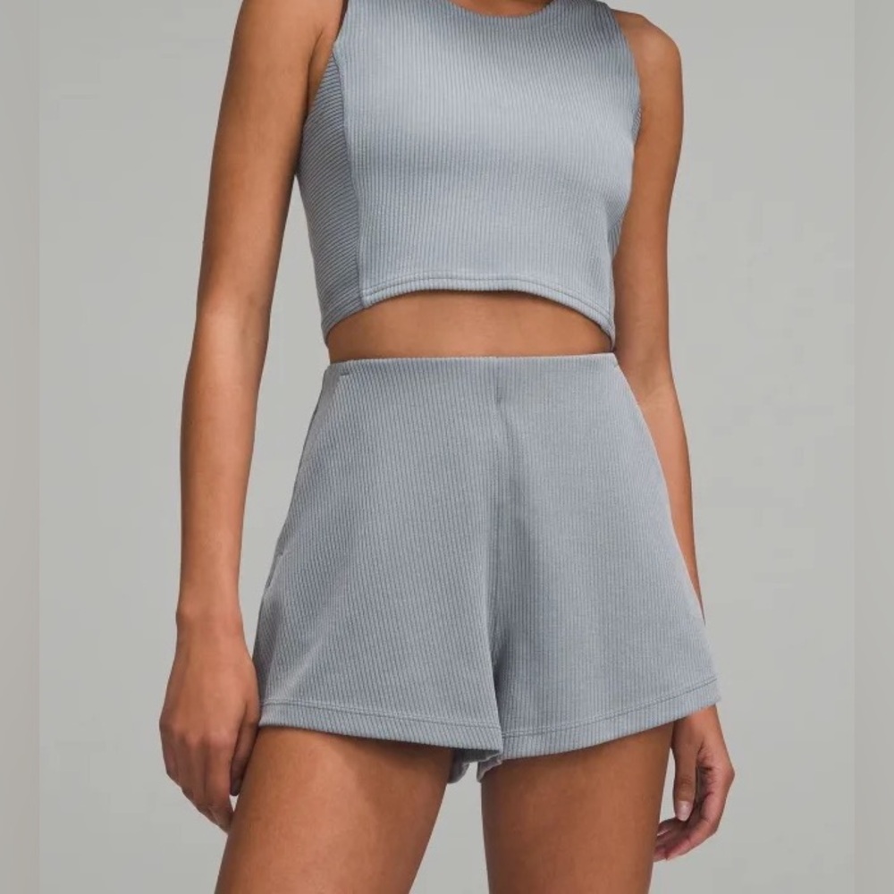 Lululemon ribbed softstreme high rise short 2” color Belgian Blue size 6.